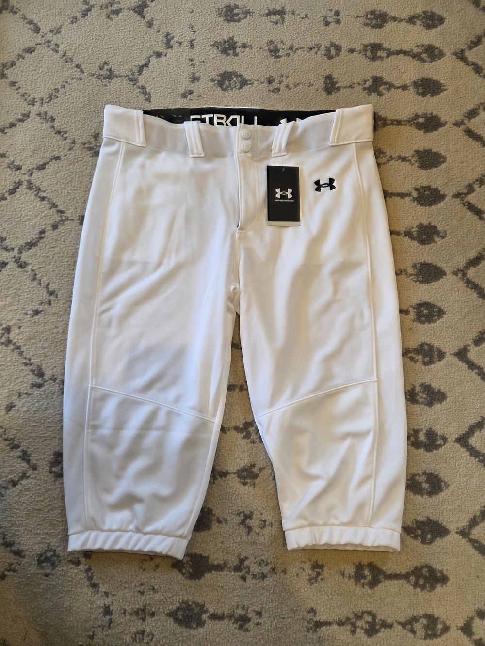 Under Armour Kids White Softball Shorts with Elastic Cuffs